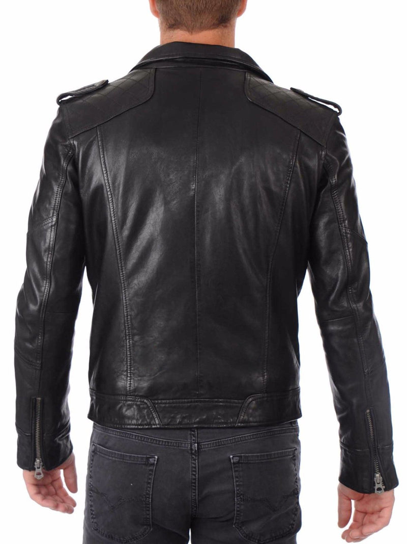 Biker Jacket - Men Real Lambskin Leather Jacket KM036 - Koza Leathers