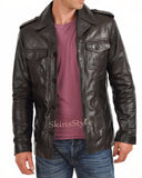 Men Real Lambskin Leather Jacket KM037
