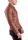 Biker Jacket - Men Real Lambskin Leather Jacket KM062 - Koza Leathers