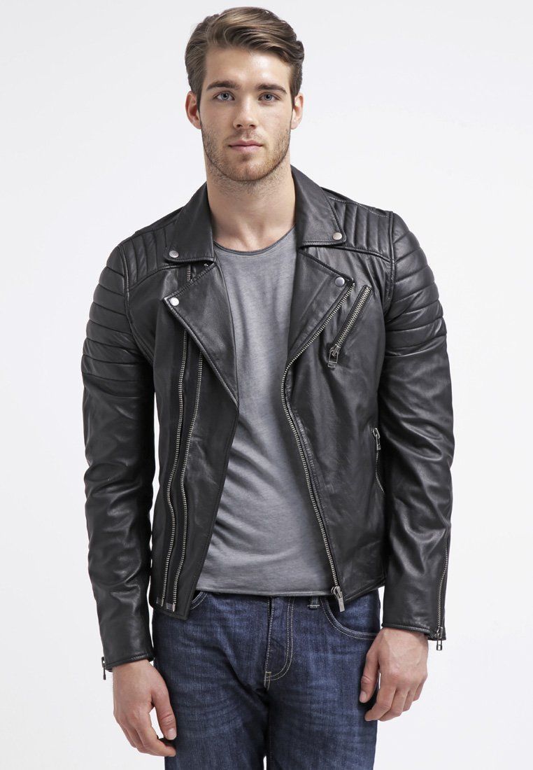 Biker Jacket - Men Real Lambskin Leather Jacket KM064 - Koza Leathers