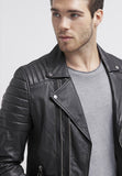 Biker Jacket - Men Real Lambskin Leather Jacket KM064 - Koza Leathers