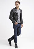 Biker Jacket - Men Real Lambskin Leather Jacket KM064 - Koza Leathers