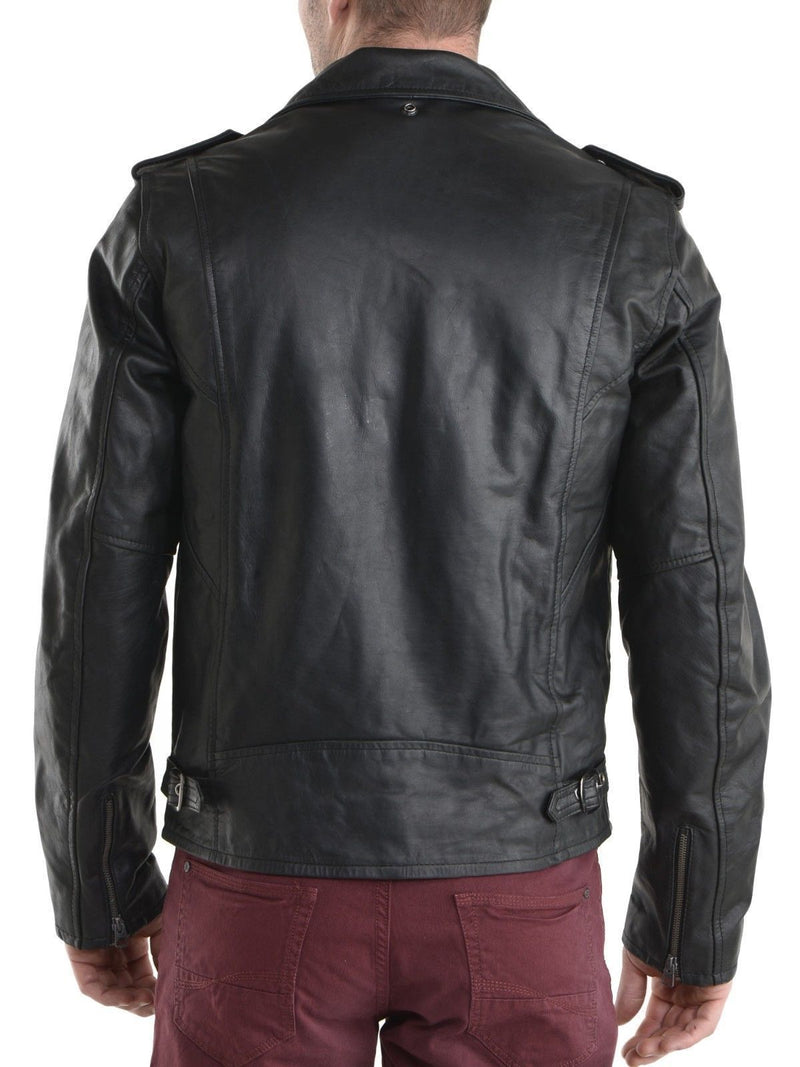 Biker Jacket - Men Real Lambskin Leather Jacket KM065 - Koza Leathers