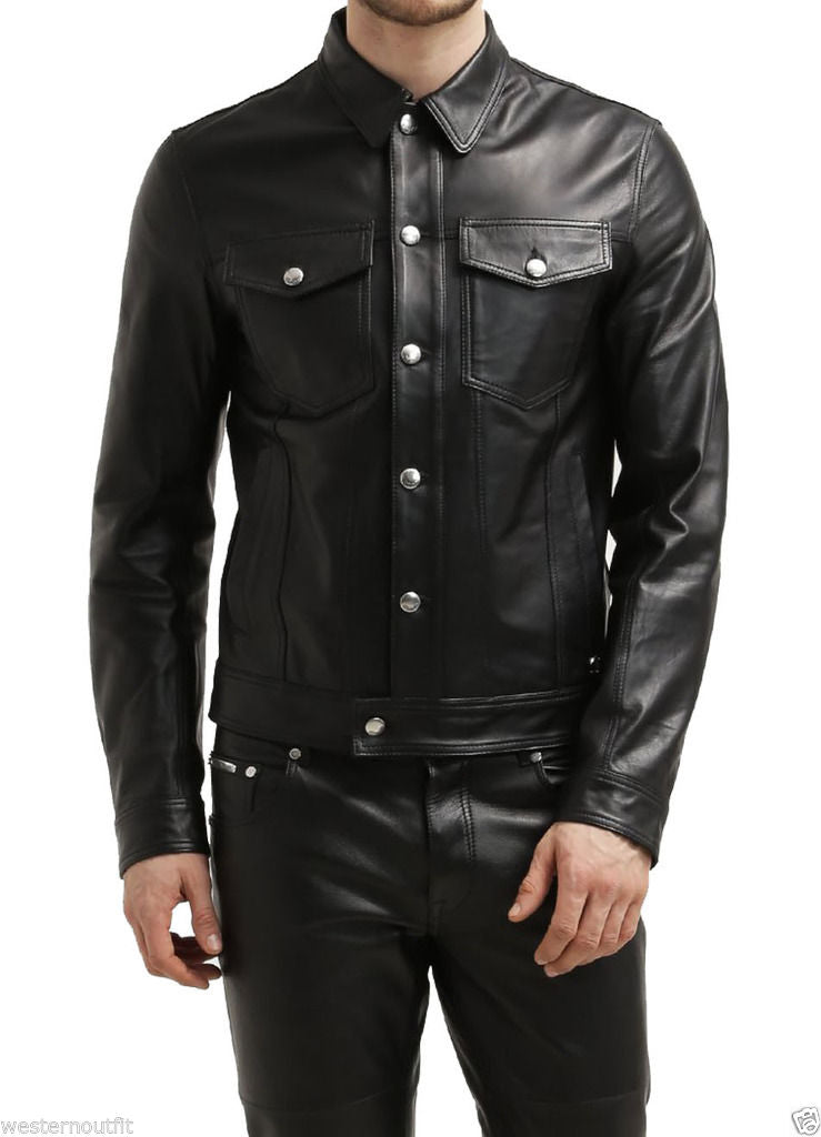 Biker Jacket - Men Real Lambskin Leather Jacket KM038 - Koza Leathers