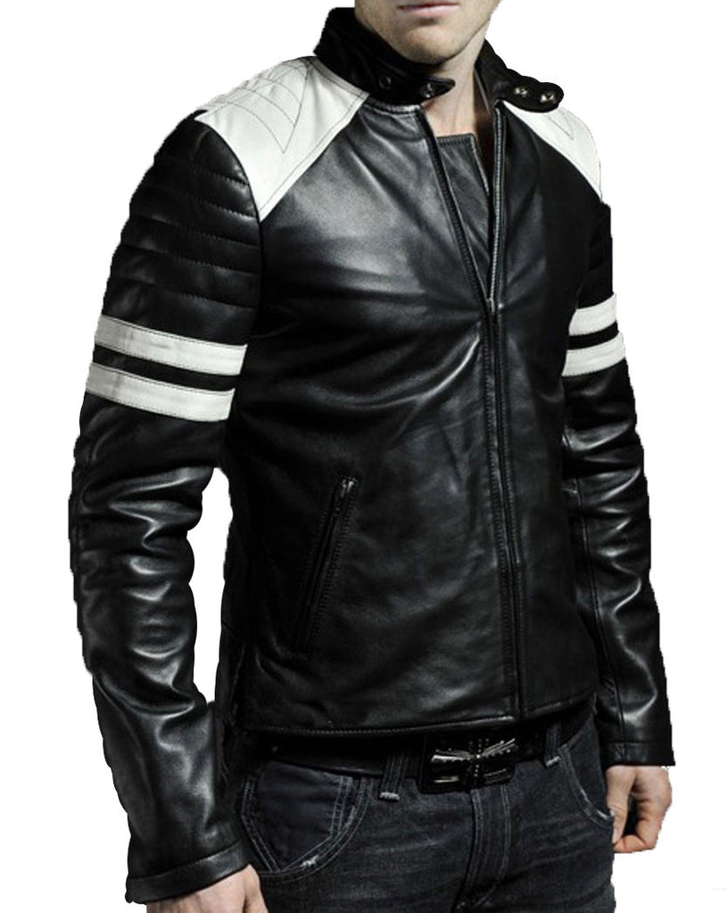 Biker Jacket - Men Real Lambskin Leather Jacket KM039 - Koza Leathers