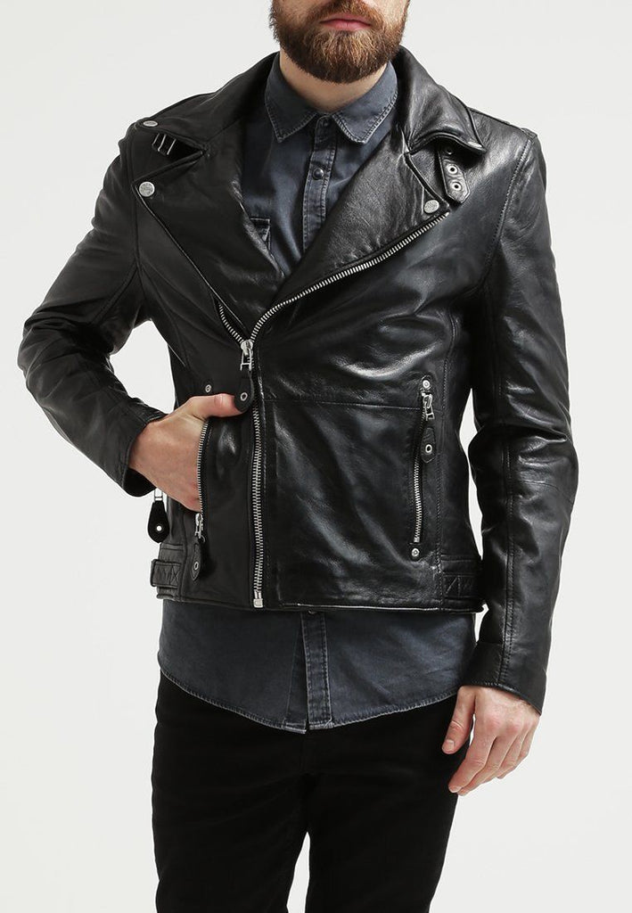 Biker Jacket - Men Real Lambskin Leather Jacket KM069 - Koza Leathers