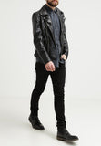 Biker Jacket - Men Real Lambskin Leather Jacket KM069 - Koza Leathers