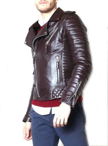 Biker Jacket - Men Real Lambskin Leather Jacket KM043 - Koza Leathers