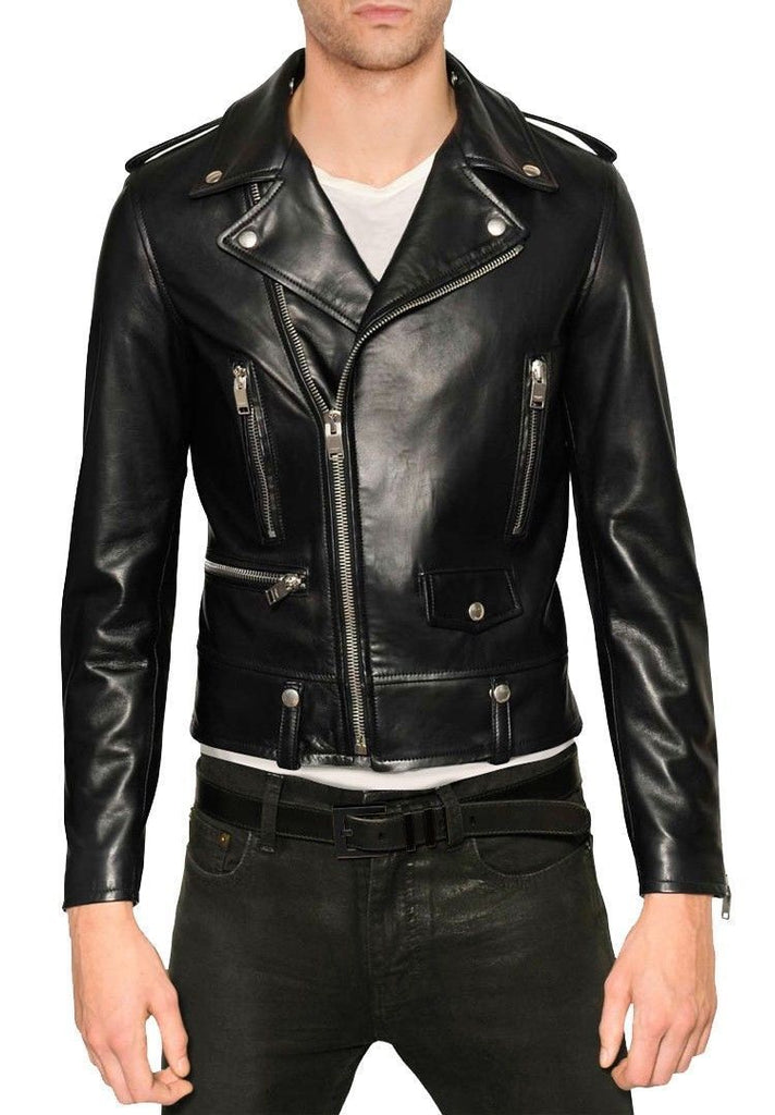 Biker Jacket - Men Real Lambskin Leather Jacket KM076 - Koza Leathers
