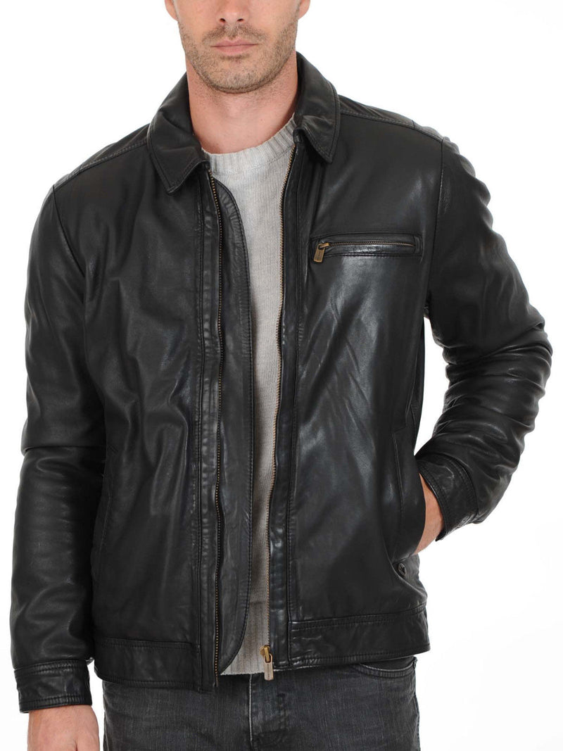 Biker Jacket - Men Real Lambskin Leather Jacket KM078 - Koza Leathers