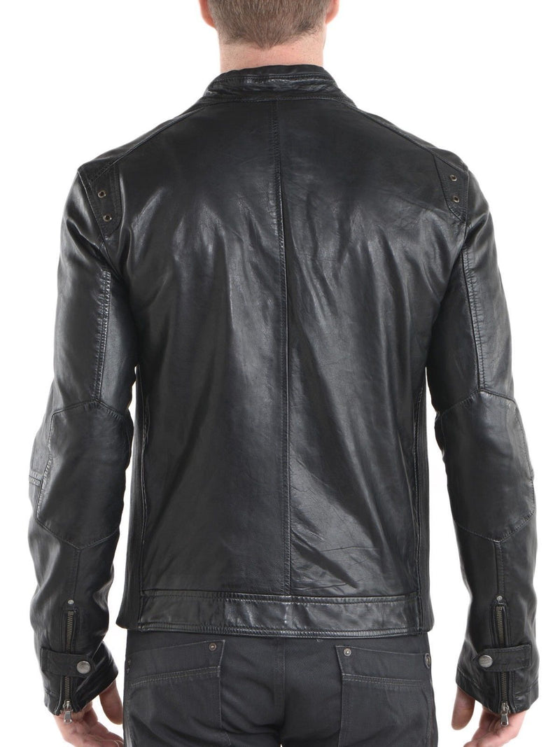 Biker Jacket - Men Real Lambskin Leather Jacket KM083 - Koza Leathers