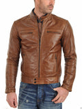 Biker Jacket - Men Real Lambskin Leather Jacket KM046 - Koza Leathers