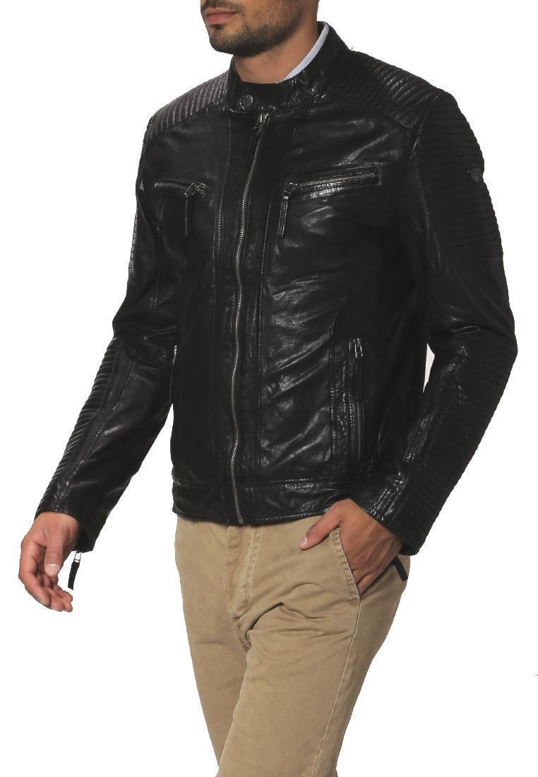 Biker Jacket - Men Real Lambskin Leather Jacket KM079 - Koza Leathers