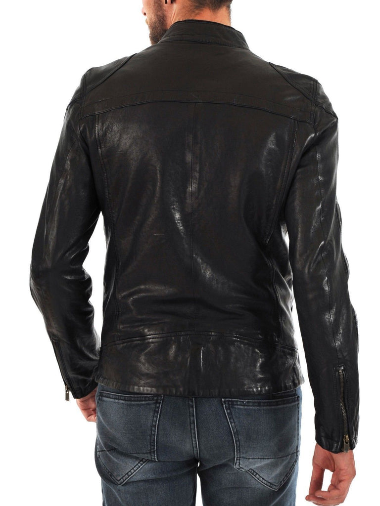 Biker Jacket - Men Real Lambskin Leather Jacket KM081 - Koza Leathers
