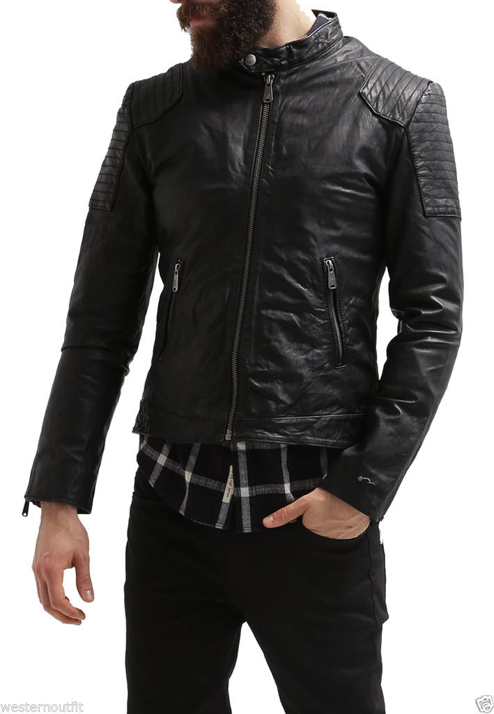 Biker Jacket - Men Real Lambskin Leather Jacket KM047 - Koza Leathers