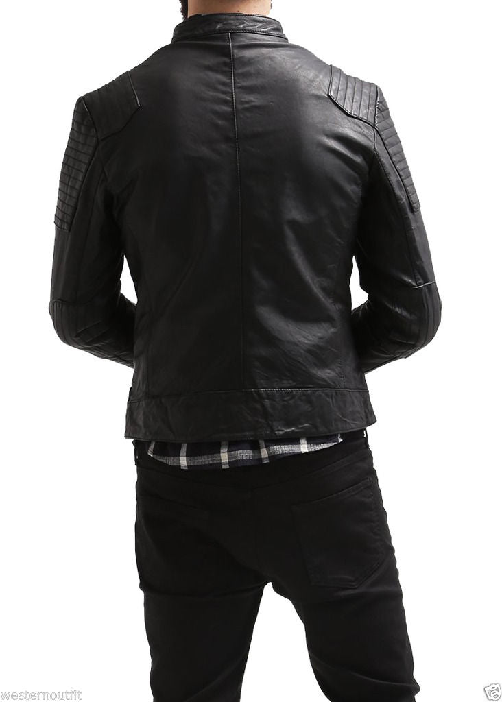Biker Jacket - Men Real Lambskin Leather Jacket KM047 - Koza Leathers