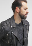 Biker Jacket - Men Real Lambskin Leather Jacket KM074 - Koza Leathers