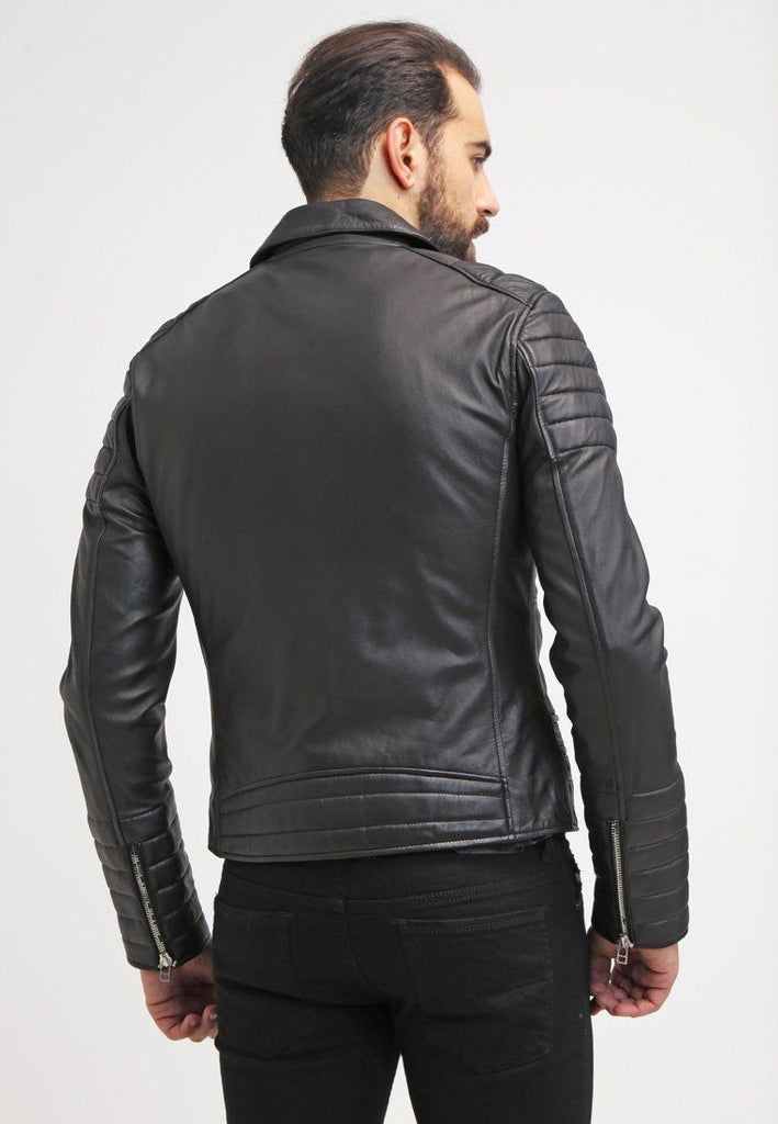 Biker Jacket - Men Real Lambskin Leather Jacket KM084 - Koza Leathers
