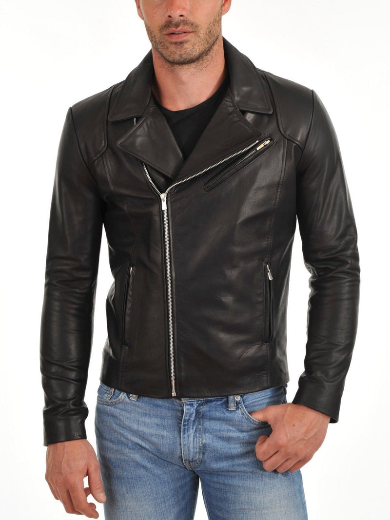 Biker Jacket - Men Real Lambskin Leather Jacket KM087 - Koza Leathers