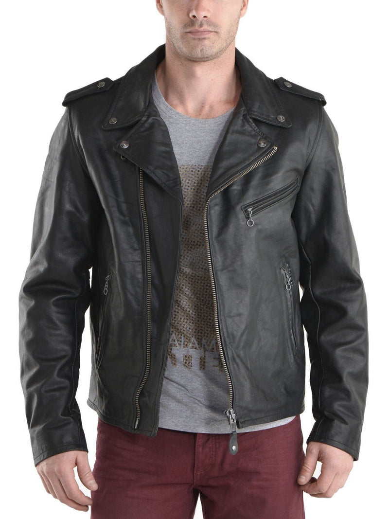 Biker Jacket - Men Real Lambskin Leather Jacket KM088 - Koza Leathers