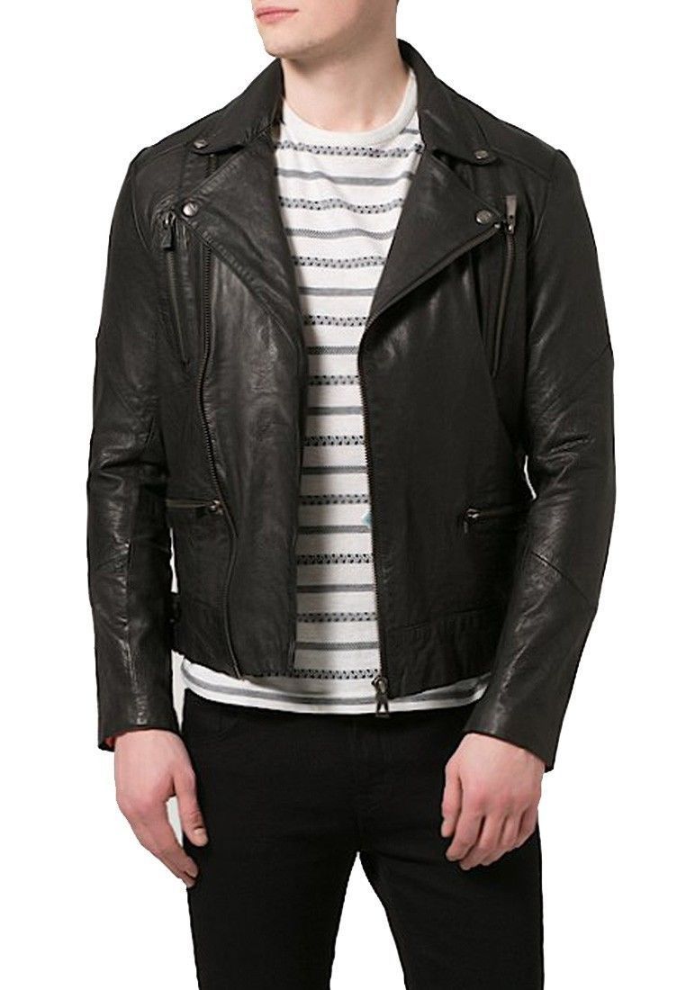 Biker Jacket - Men Real Lambskin Leather Jacket KM090 - Koza Leathers