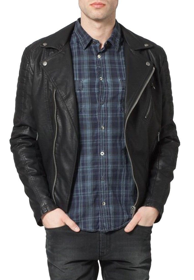 Biker Jacket - Men Real Lambskin Leather Jacket KM091 - Koza Leathers