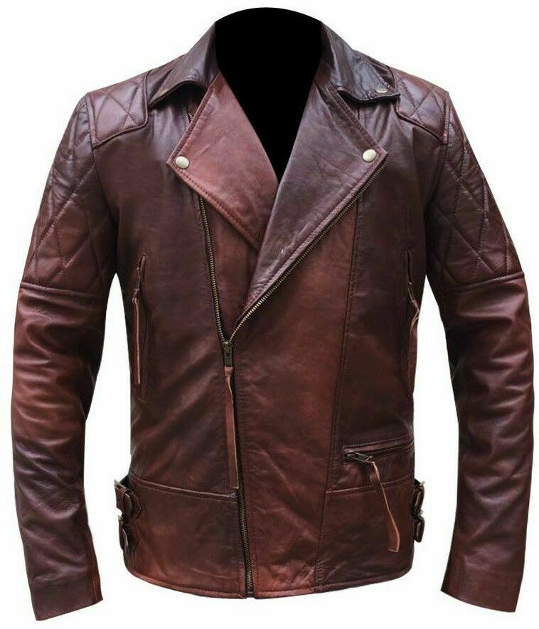 Koza Leathers Men's Genuine Lambskin Leather Vintage Motorcycle Jacket VJ004
