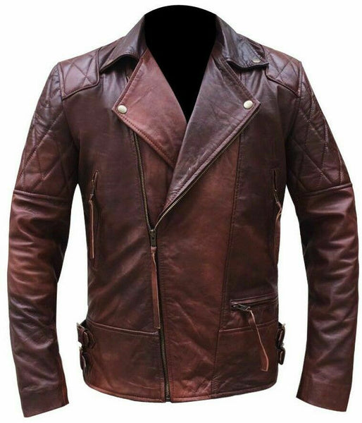 Koza Leathers Men's Genuine Lambskin Leather Vintage Motorcycle Jacket