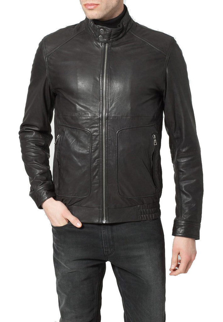 Biker Jacket - Men Real Lambskin Leather Jacket KM092 - Koza Leathers
