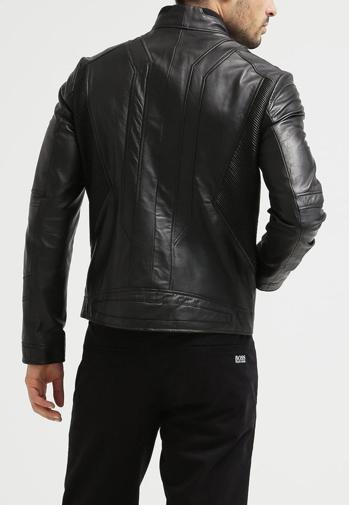 Biker Jacket - Men Real Lambskin Leather Jacket KM093 - Koza Leathers