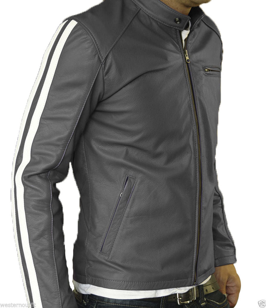 Biker Jacket - Men Real Lambskin Leather Jacket KM050 - Koza Leathers