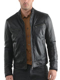 Biker Jacket - Men Real Lambskin Leather Jacket KM099 - Koza Leathers