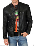 Biker Jacket - Men Real Lambskin Leather Jacket KM101 - Koza Leathers