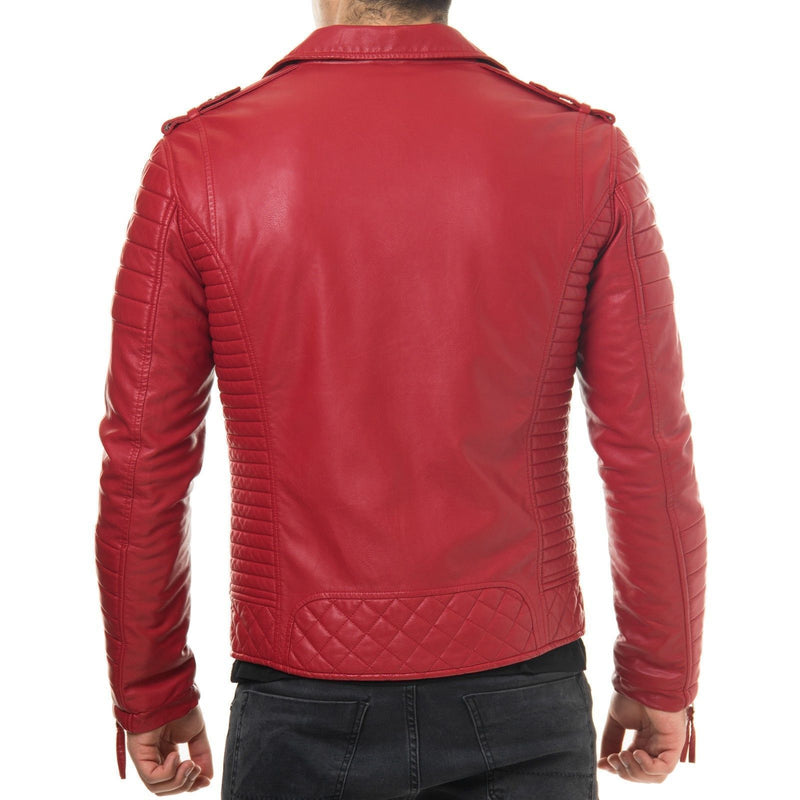 Biker Jacket - Men Real Lambskin Leather Jacket KM052 - Koza Leathers