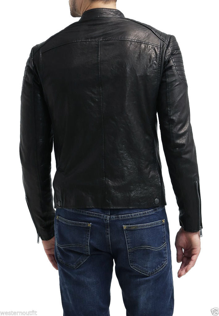 Biker Jacket - Men Real Lambskin Leather Jacket KM104 - Koza Leathers