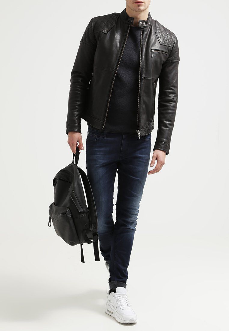 Biker Jacket - Men Real Lambskin Leather Jacket KM105 - Koza Leathers
