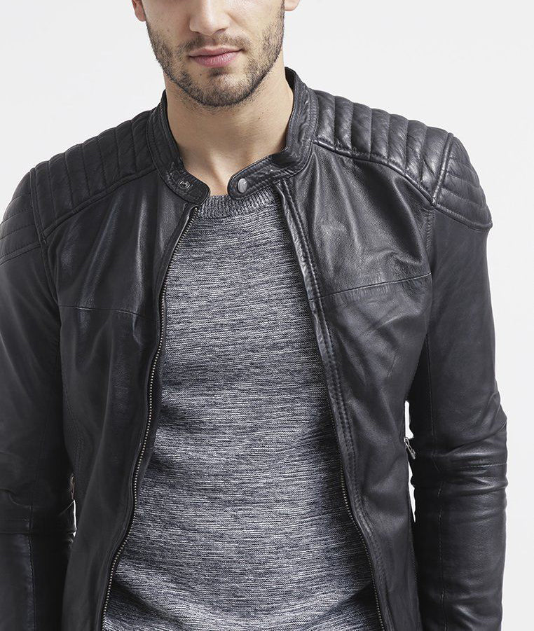 Biker Jacket - Men Real Lambskin Leather Jacket KM106 - Koza Leathers