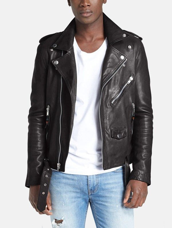 Biker Jacket - Men Real Lambskin Leather Jacket KM054 - Koza Leathers