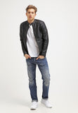 Biker Jacket - Men Real Lambskin Leather Jacket KM112 - Koza Leathers