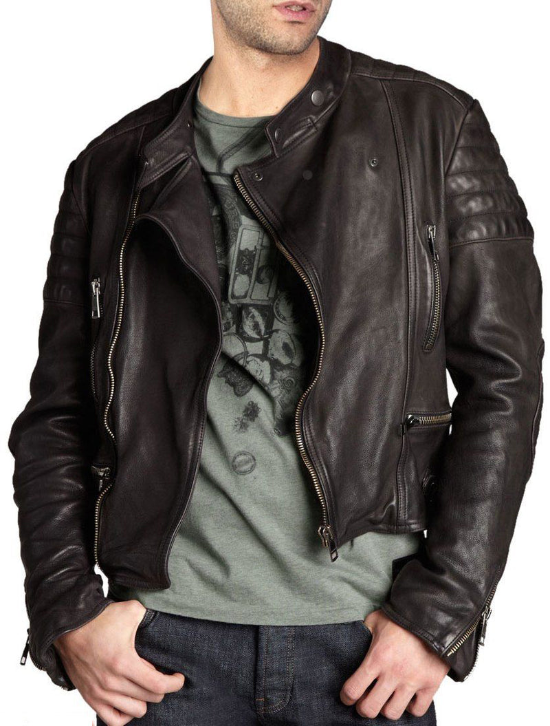 Biker Jacket - Men Real Lambskin Leather Jacket KM055 - Koza Leathers