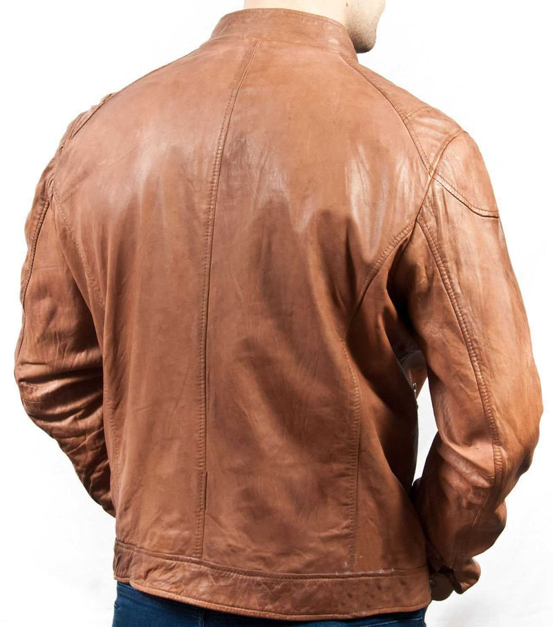 Biker Jacket - Men Real Lambskin Leather Jacket KM034 - Koza Leathers