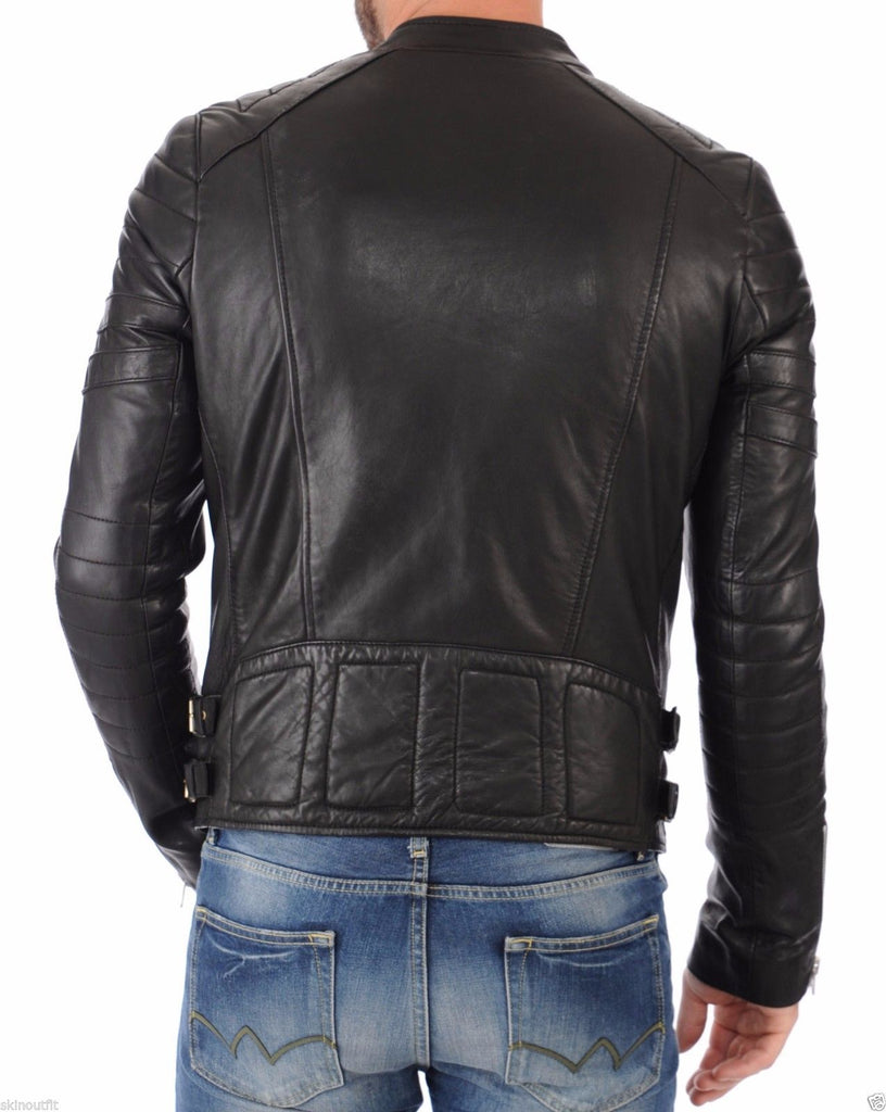 Biker Jacket - Men Real Lambskin Leather Jacket KM055 - Koza Leathers