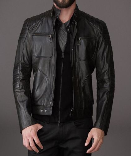 Biker Jacket - Men Real Lambskin Leather Jacket KM118 - Koza Leathers