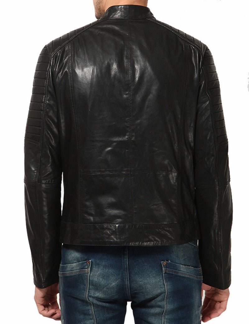 Biker Jacket - Men Real Lambskin Leather Jacket KM123 - Koza Leathers