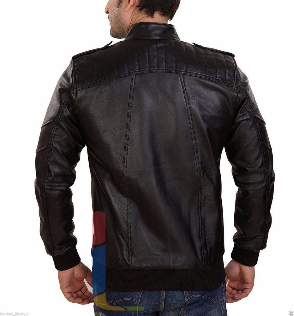 Biker Jacket - Men Real Lambskin Leather Jacket KM127 - Koza Leathers
