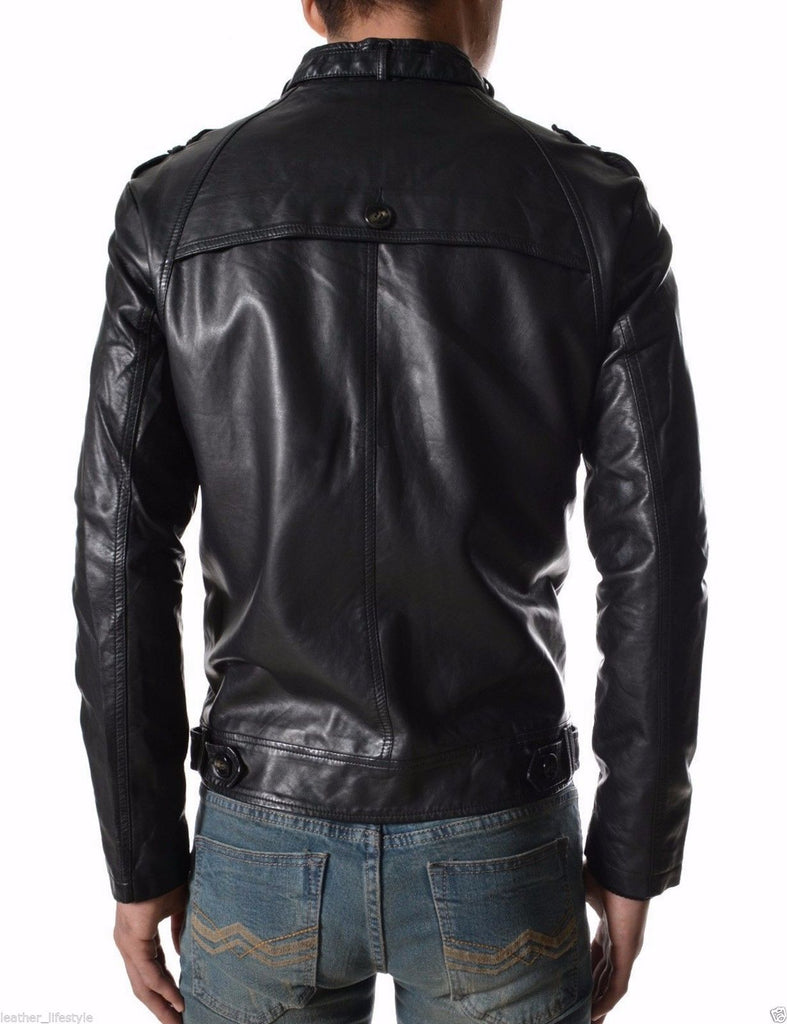 Biker Jacket - Men Real Lambskin Leather Jacket KM129 - Koza Leathers