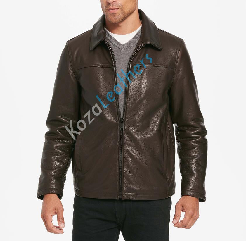 Koza Leathers Men's Genuine Lambskin Bomber Leather Jacket NJ005