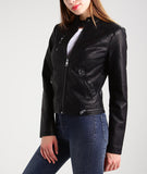 Biker / Motorcycle Jacket - Women Real Lambskin Leather Biker Jacket KW186 - Koza Leathers