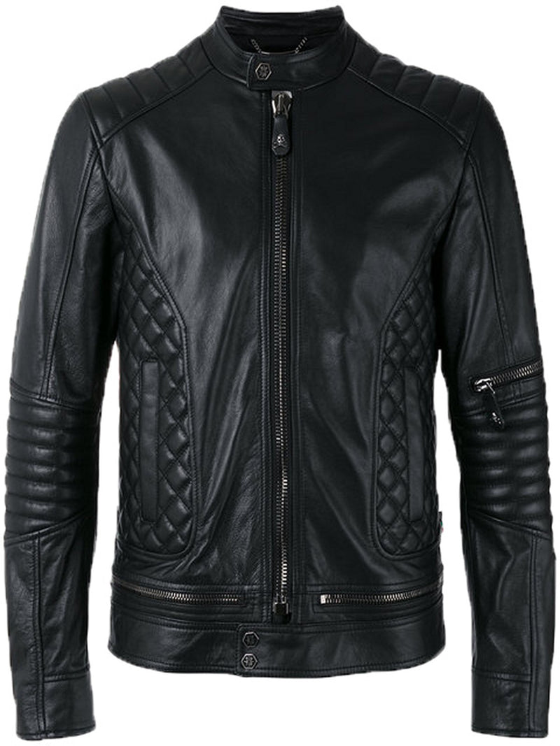 Biker Jacket - Men Real Lambskin Motorcycle Leather Biker Jacket KM354 - Koza Leathers