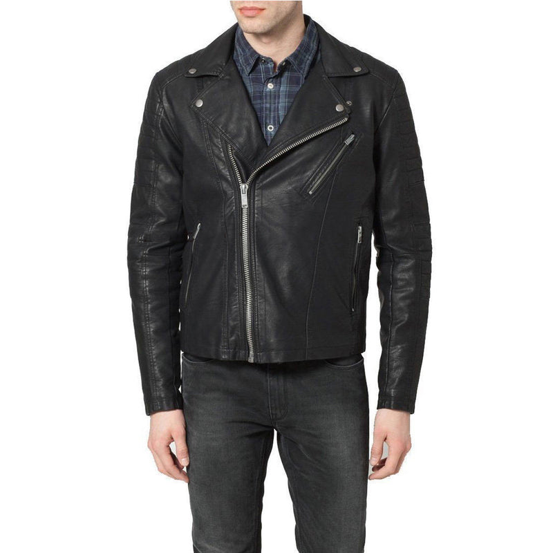 Biker Jacket - Men Real Lambskin Motorcycle Leather Biker Jacket KM310 - Koza Leathers